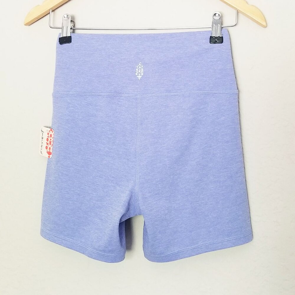 NEW FP MOVEMENT by FREE PEOPLE Never Better Heather Bike Shorts S Blueberry $48 - Picture 8 of 16